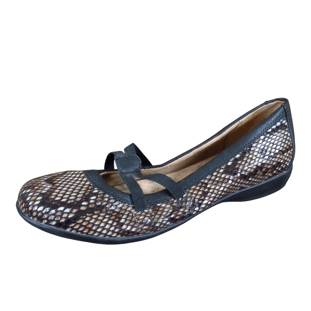 Naturalizer Snake Print Mary Jane Flats in Brown and Black